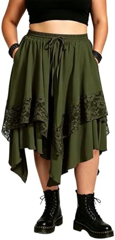 Asymmetrical lace midi skirt