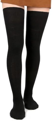 Cable knit cotton thigh highs