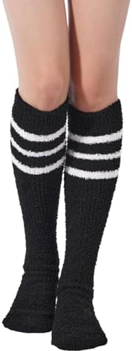 Coral fleece striped knee highs