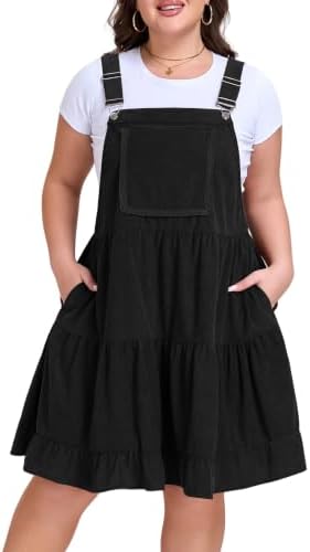 Corduroy overall dress with bib pocket