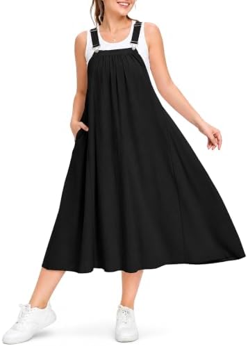 Cotton midi pinafore overall dress