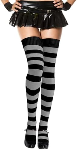 Cotton striped thigh highs in twelve colours