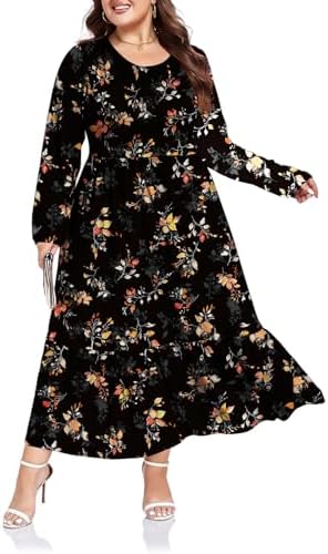 Empire waist maxi dress with long sleeves