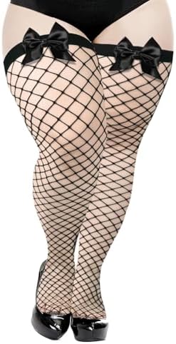 Fishnet stay ups with satin bows