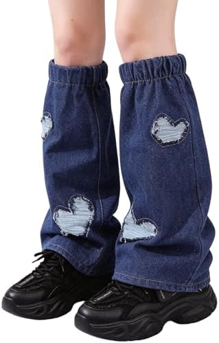 Flared denim baggy leg warmers