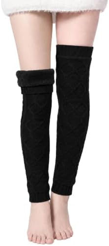 Fleece lined cable knit leg warmers