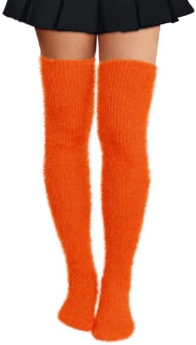 Fuzzy plush thigh high socks