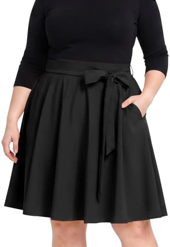 High waist A line midi skirt with pockets