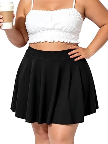High waisted skater skort with pockets