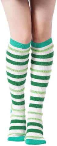 Knee high fuzzy striped socks