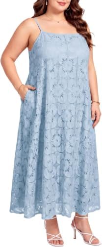 Lace eyelet plus size maxi dress