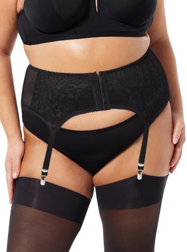 Lace garter belt with six straps