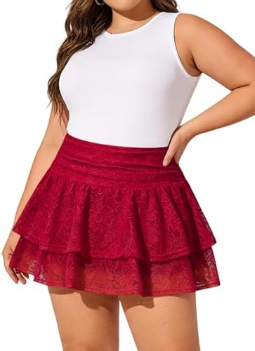 Lace ruffle mini skirt with shorts