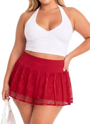 Lace trimmed micro mini pleated skort