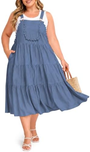 Lace trimmed overall maxi dress