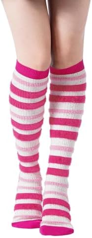 Part fuzzy striped knee highs