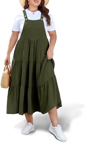 Pleated maxi overall dress