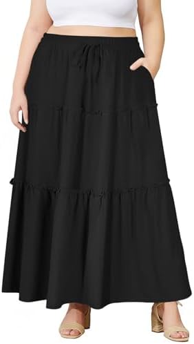 Pleated maxi skirt with pockets