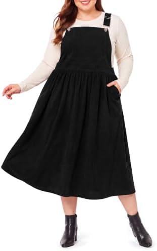 Plus size corduroy overall dress