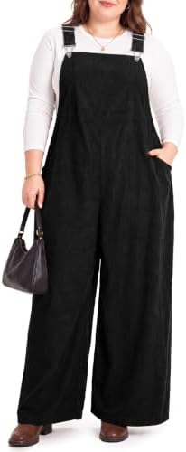 Plus size corduroy overalls jumpsuit