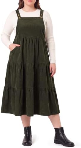 Plus size corduroy pinafore dress