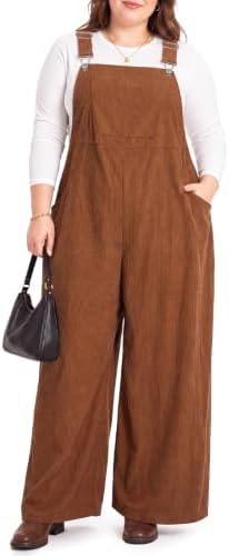 Plus size corduroy pocket overalls
