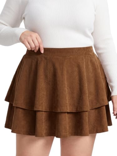 Plus size corduroy ruffle skort