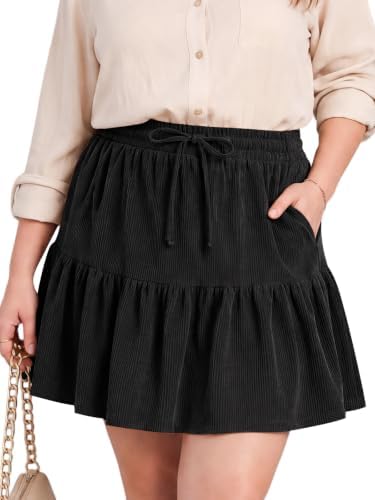 Plus size corduroy skirt with shorts