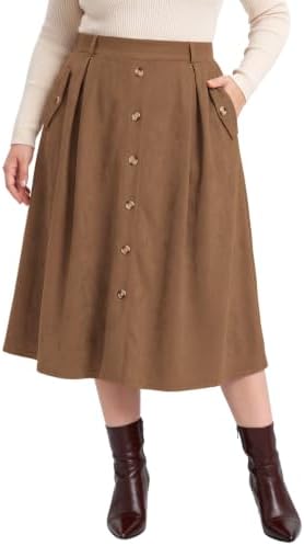 Plus size faux suede midi skirt