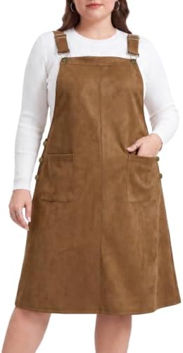 Plus size faux suede overall dress