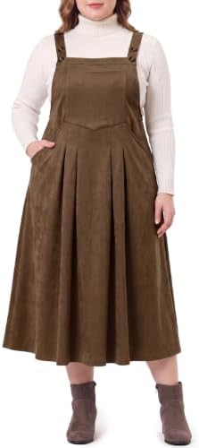Plus size faux suede pinafore dress