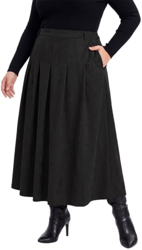 Plus size faux suede pleated skirt