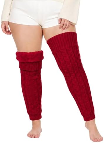 Plus size fleece lined leg warmers