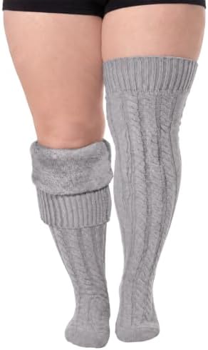 Plus size fleece lined thigh highs