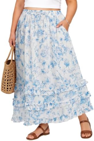 Plus size floral maxi skirt