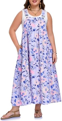 Plus size floral overall maxi dress