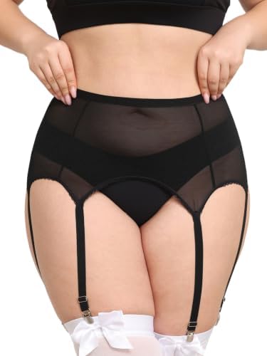 Plus size mesh garter belt