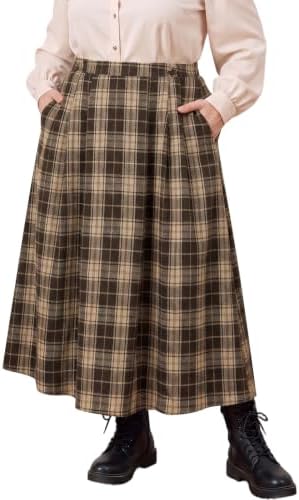 Plus size plaid maxi skirt