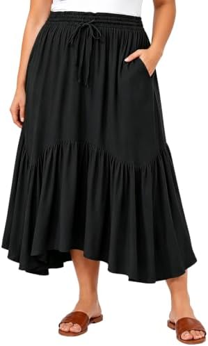 Plus size ruffle maxi skirt