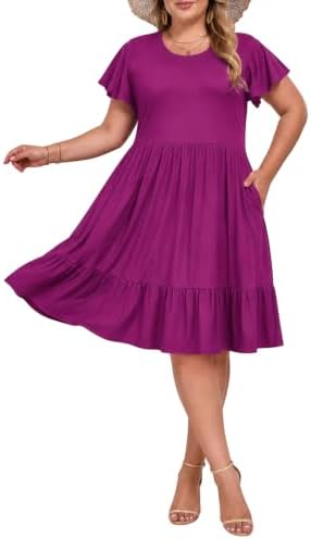 Plus size ruffle midi dress