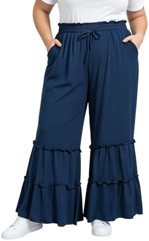 Plus size ruffle palazzo pants