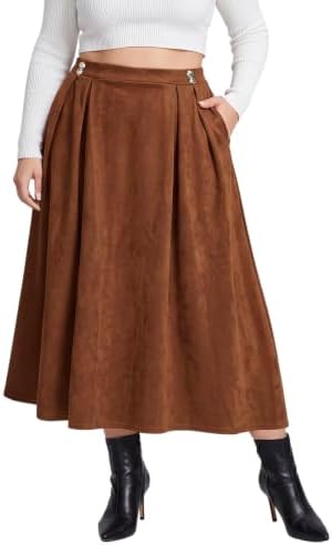 Plus size suede pleated maxi skirt