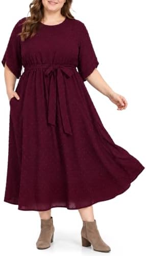 Plus size swiss dot maxi dress