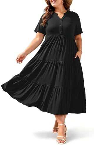 Plus size tiered maxi dress