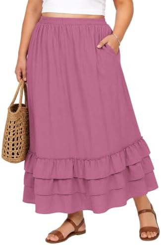 Plus size tiered maxi skirt