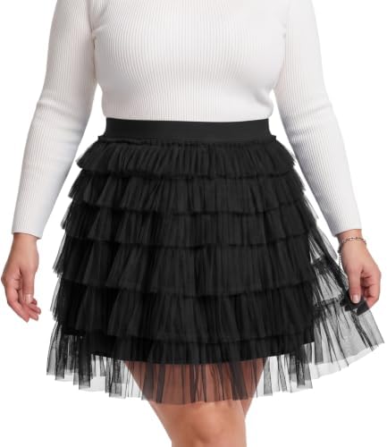 Plus size tiered tulle mini skirt