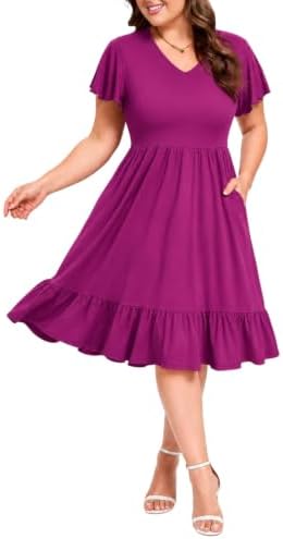 Plus size v neck midi dress