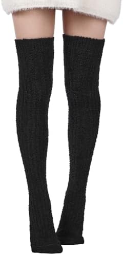 Plush coral fleece thigh high socks