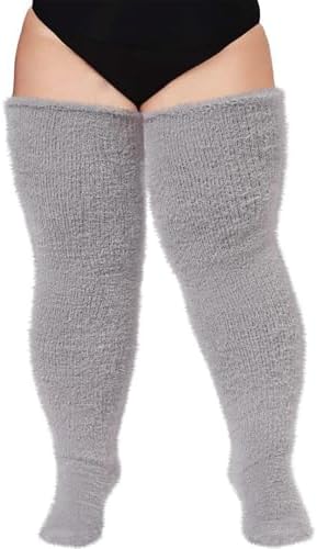Plush thigh highs with a garter belt included