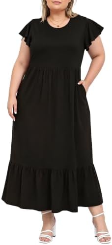 Ruffle sleeve maxi dress